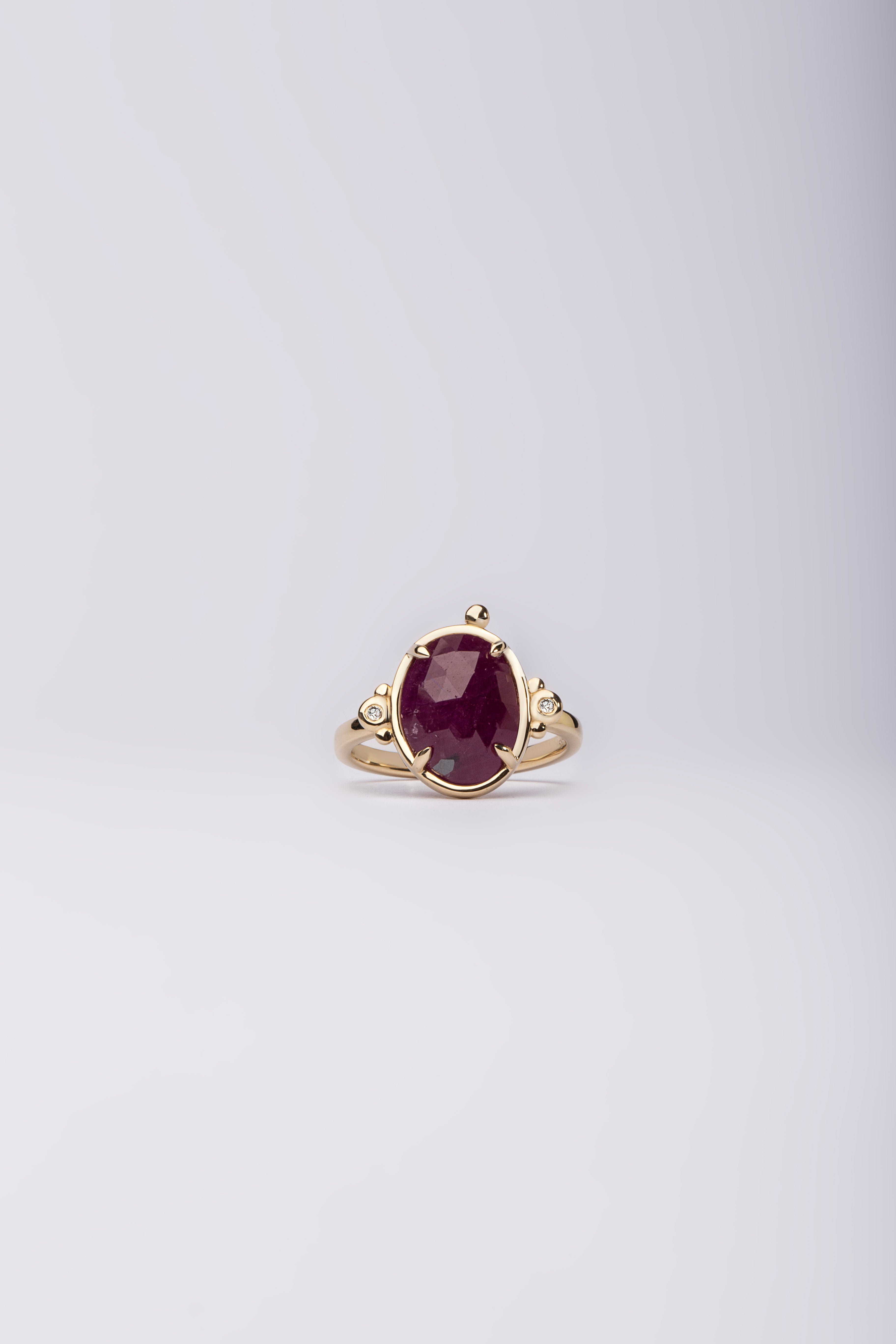 Red Aura– 14K Gold Ring with Ruby & Diamonds