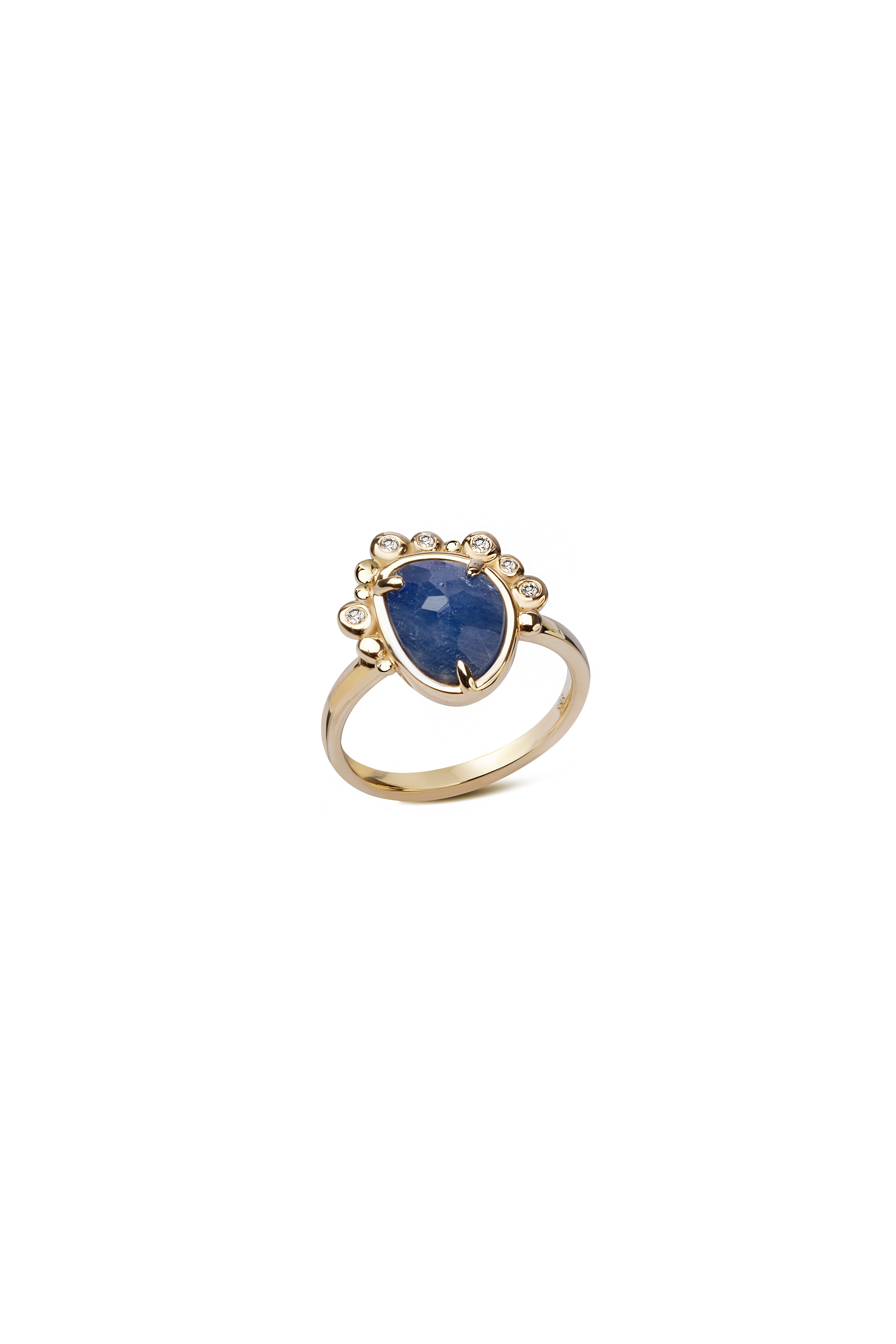 Velvet Tide  – 14K Gold Ring with Sapphire & Diamonds