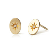 14K Gold Oval Diamond Star Earrings
