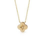 14K Gold Tiny Flower Diamond Star Necklace