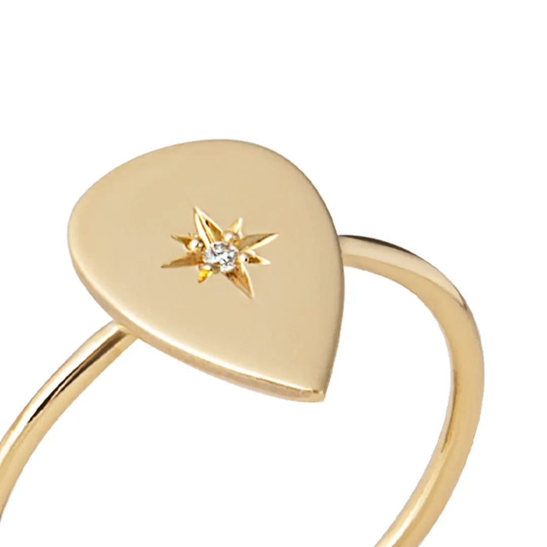 Drop Diamond Star Ring