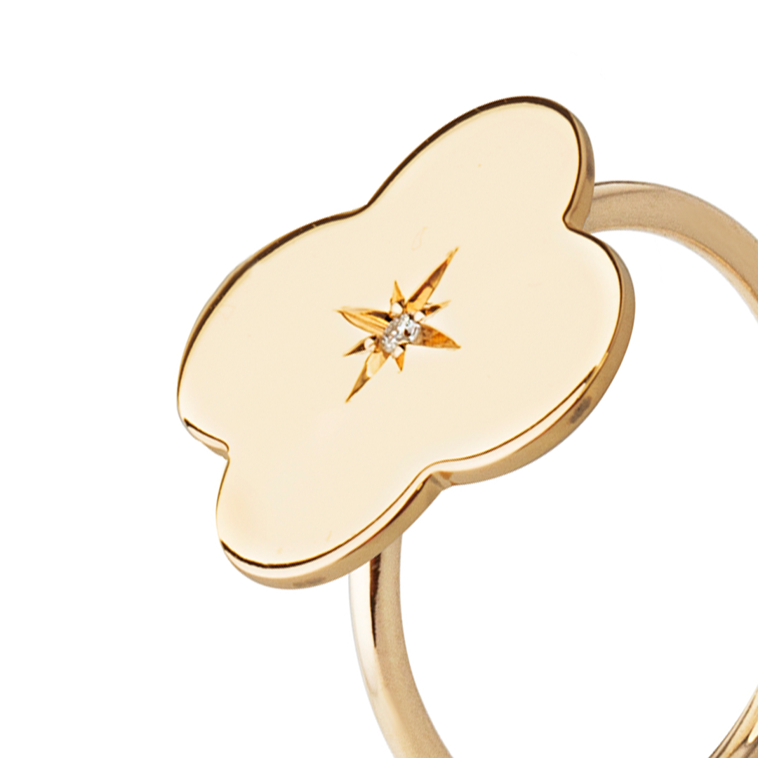 14K Gold Flower Diamond Star Necklace