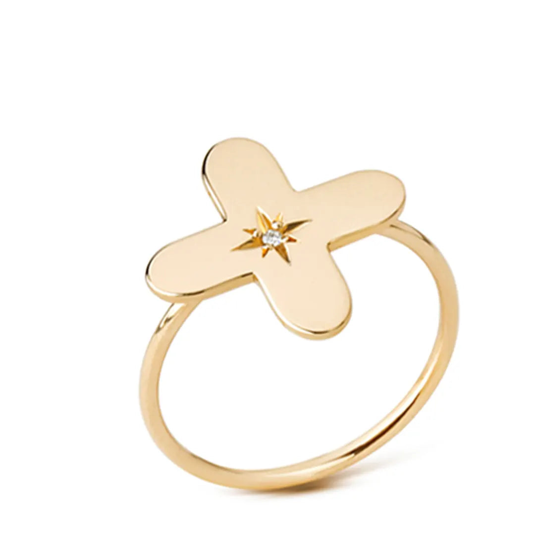 Star Rings With Triangle Design 14K Gold Triangle Diamond Star Ring – anmajewellery.com