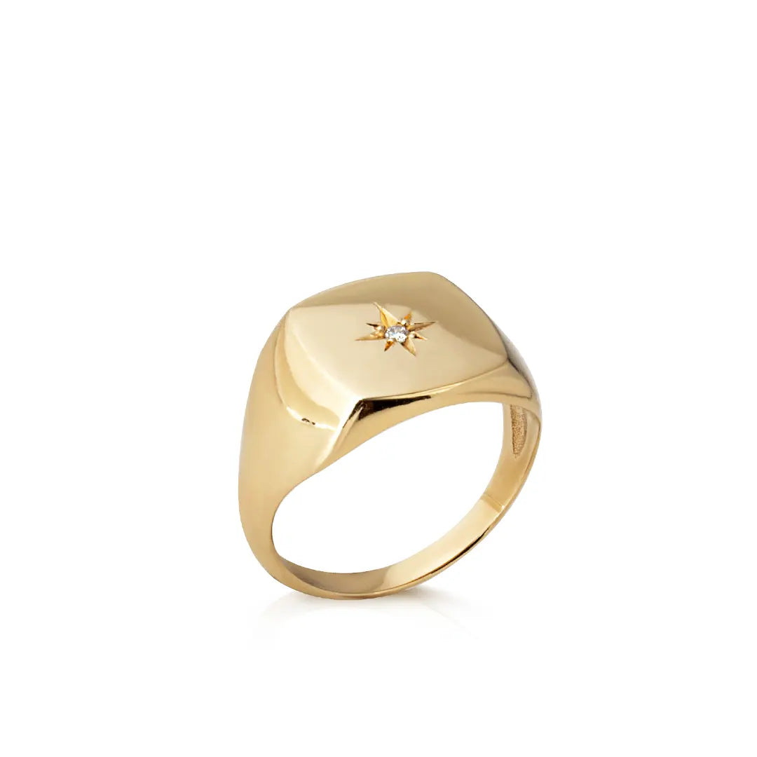 14K Gold Cushion Chevalier Ring