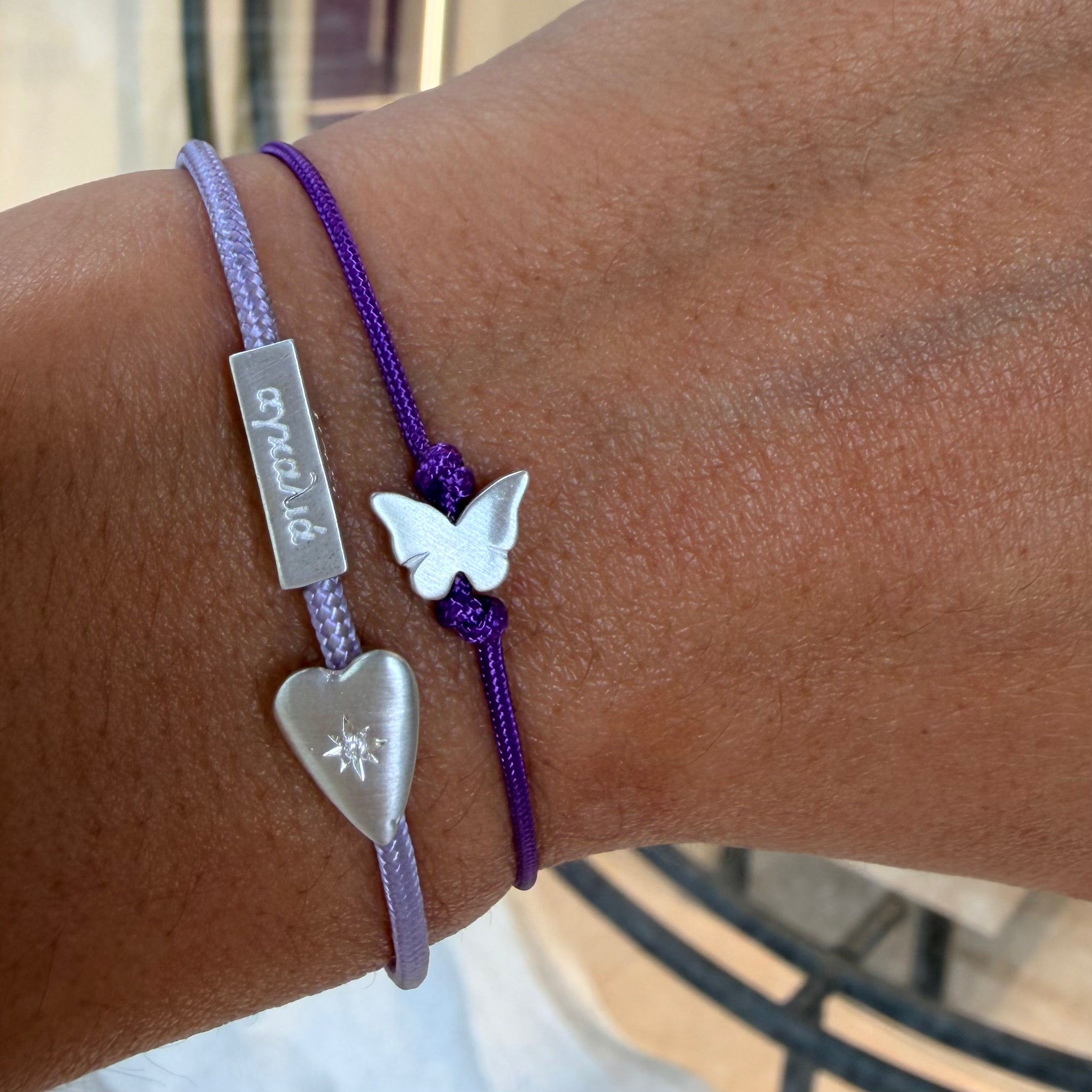Silver Heart Light Purple Bracelet