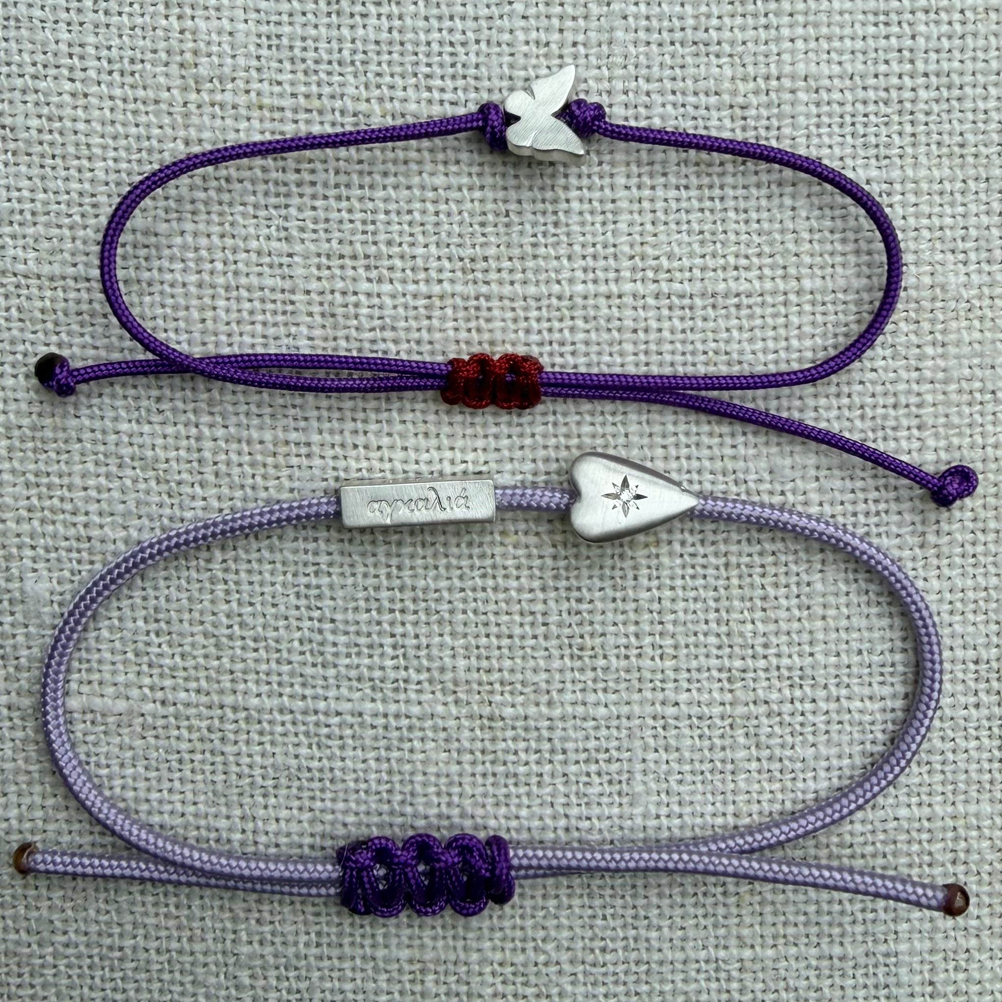 Silver Heart Light Purple Bracelet