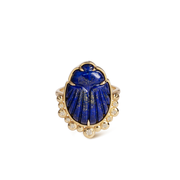 14K Gold Scarab Lapis Lazuli Ring with Diamonds