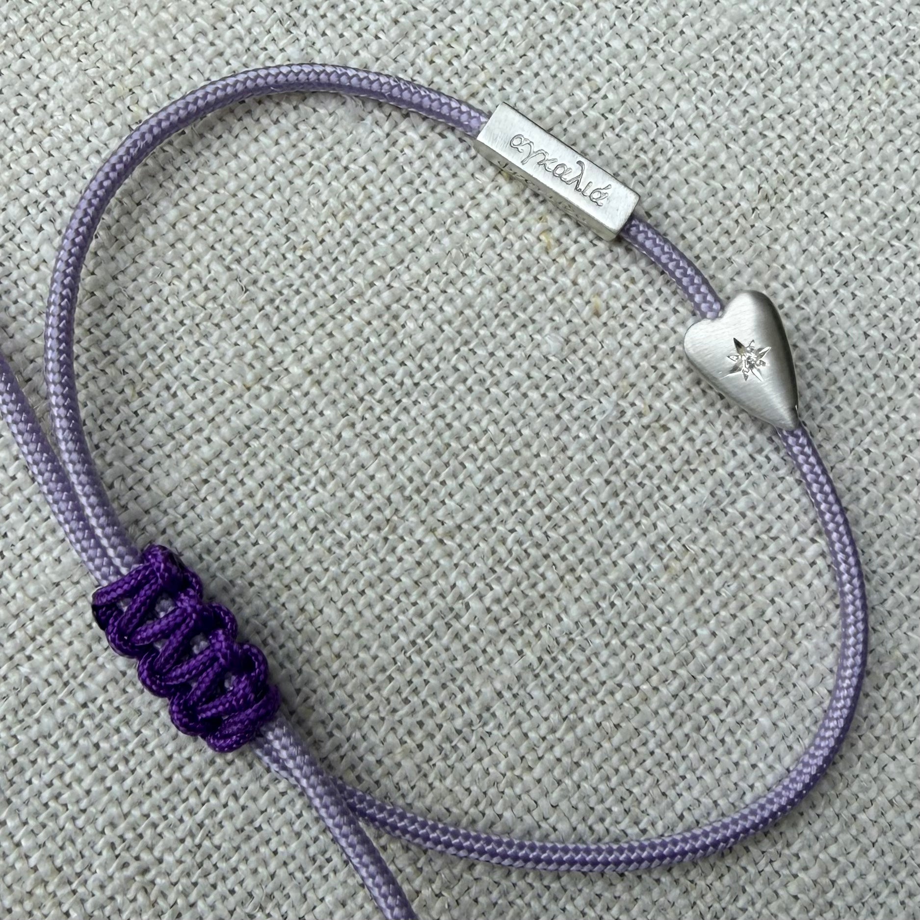 Silver Heart Light Purple Bracelet