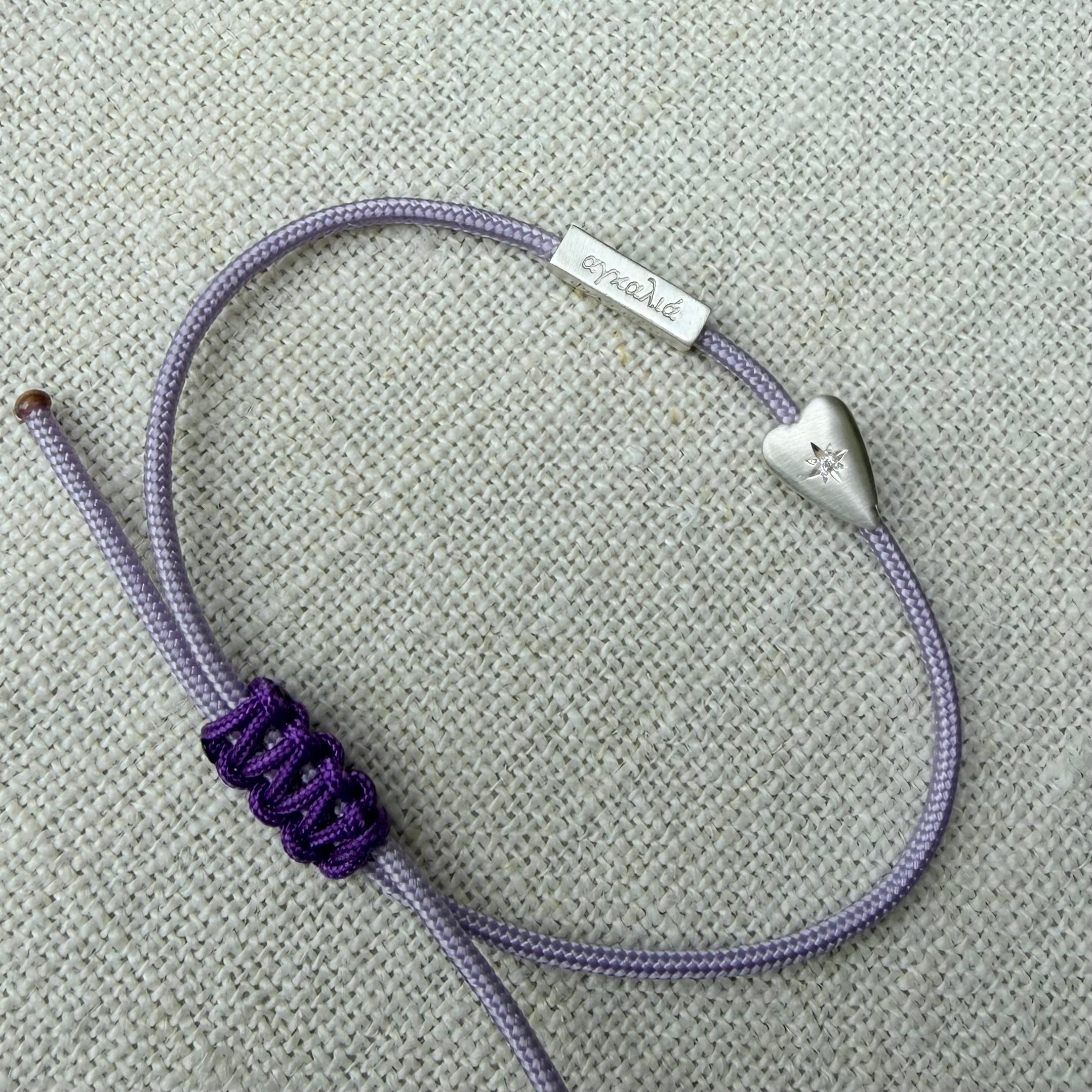 Silver Heart Light Purple Bracelet