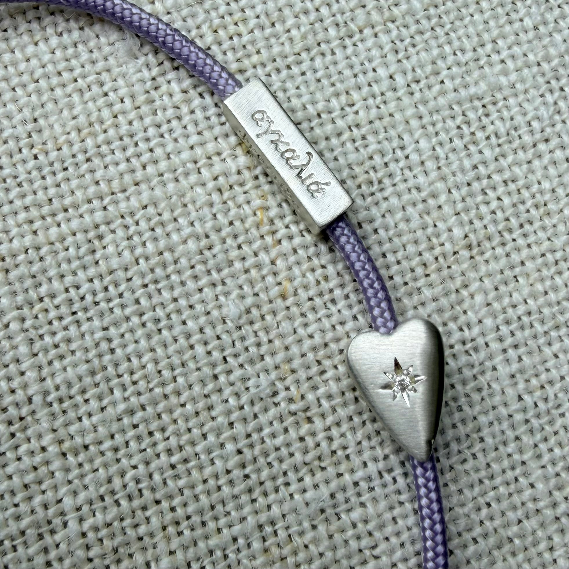 Silver Heart Light Purple Bracelet