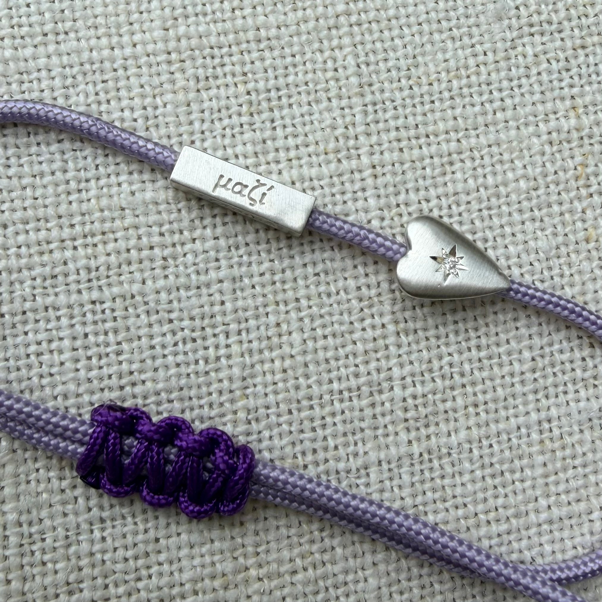 Silver Heart Light Purple Bracelet