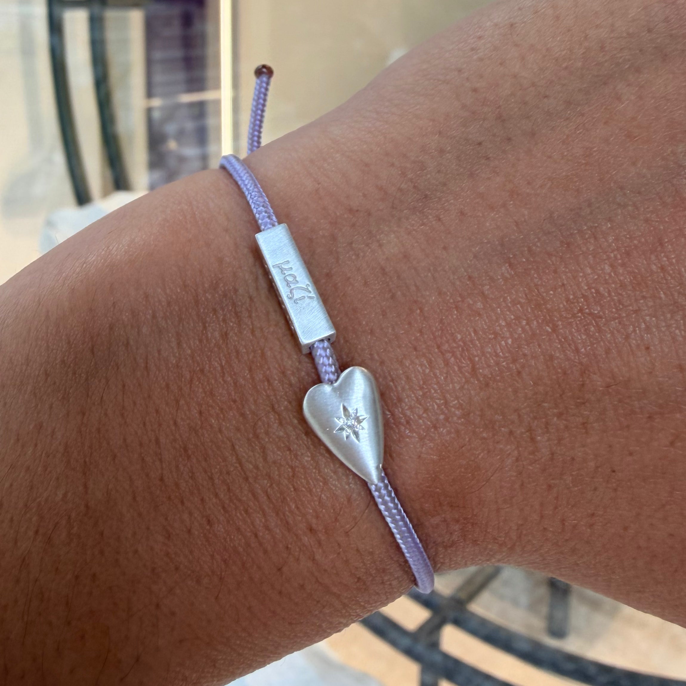Silver Heart Light Purple Bracelet