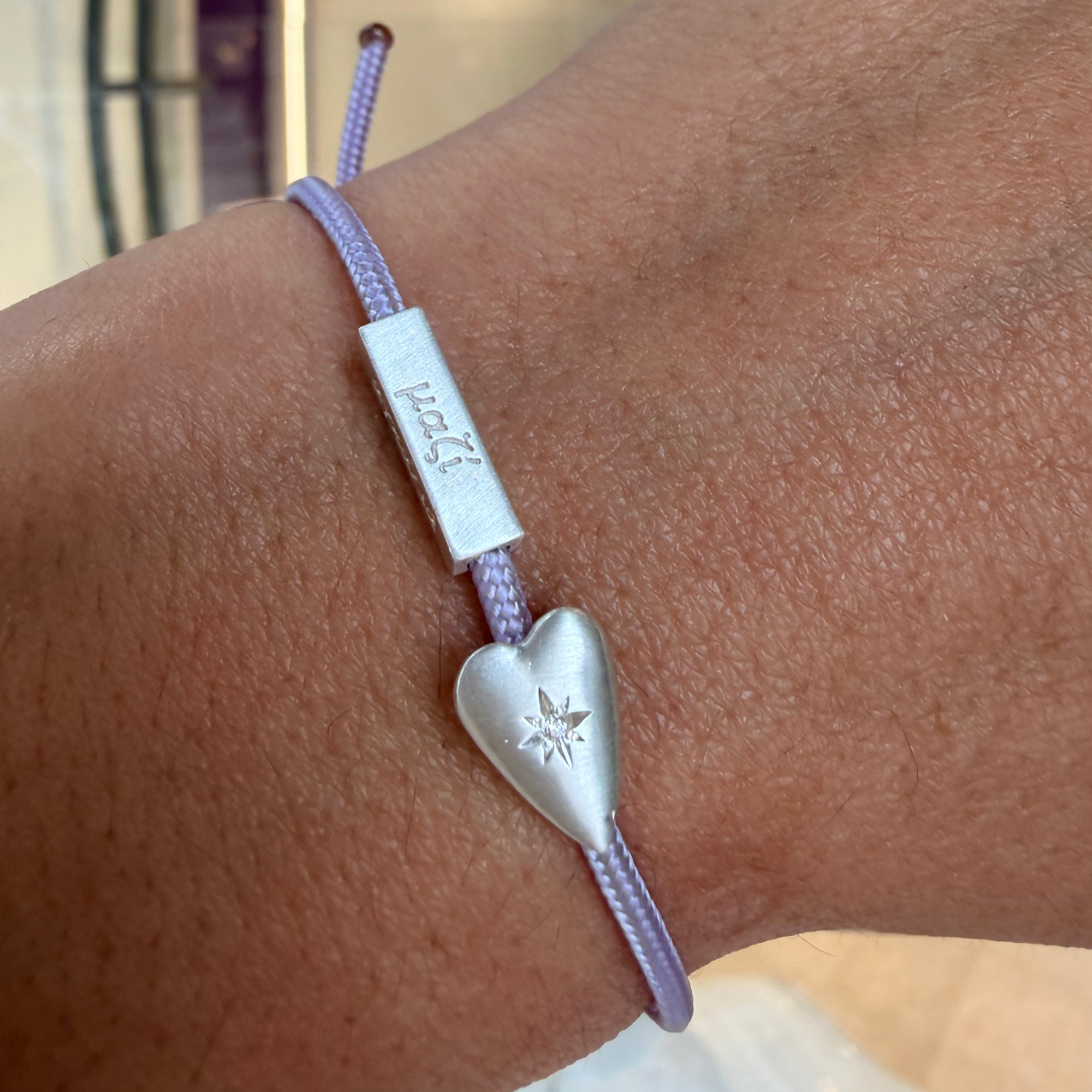 Silver Heart Light Purple Bracelet