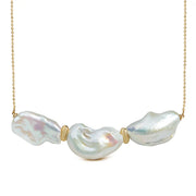 14K Gold, Baroque Pearl Necklace with Gold Elements