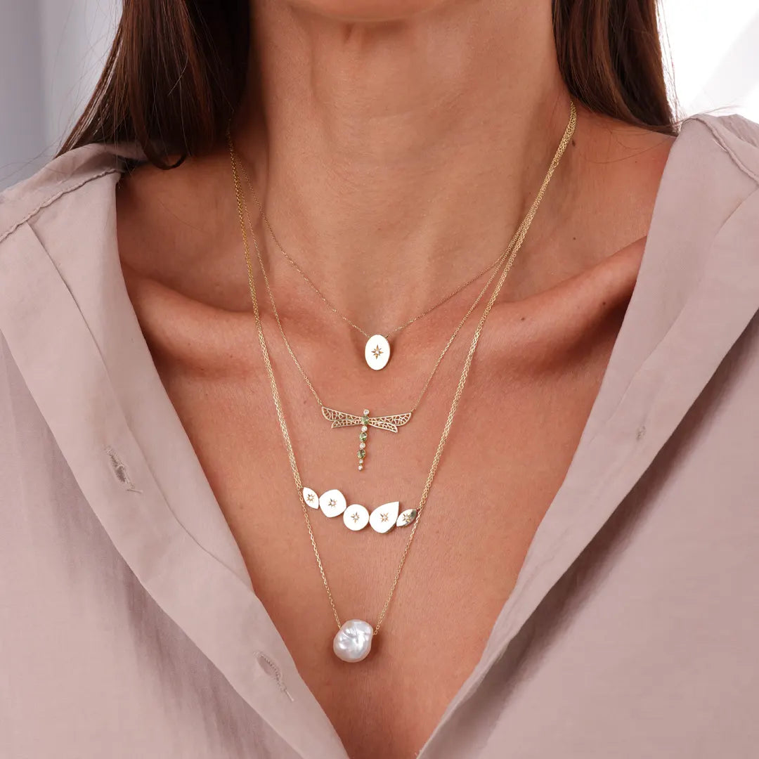 14K Gold, Single Big Pearl Necklace