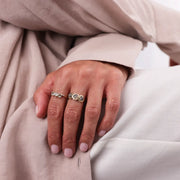 14K Gold 3 Grey Moonstone Ring