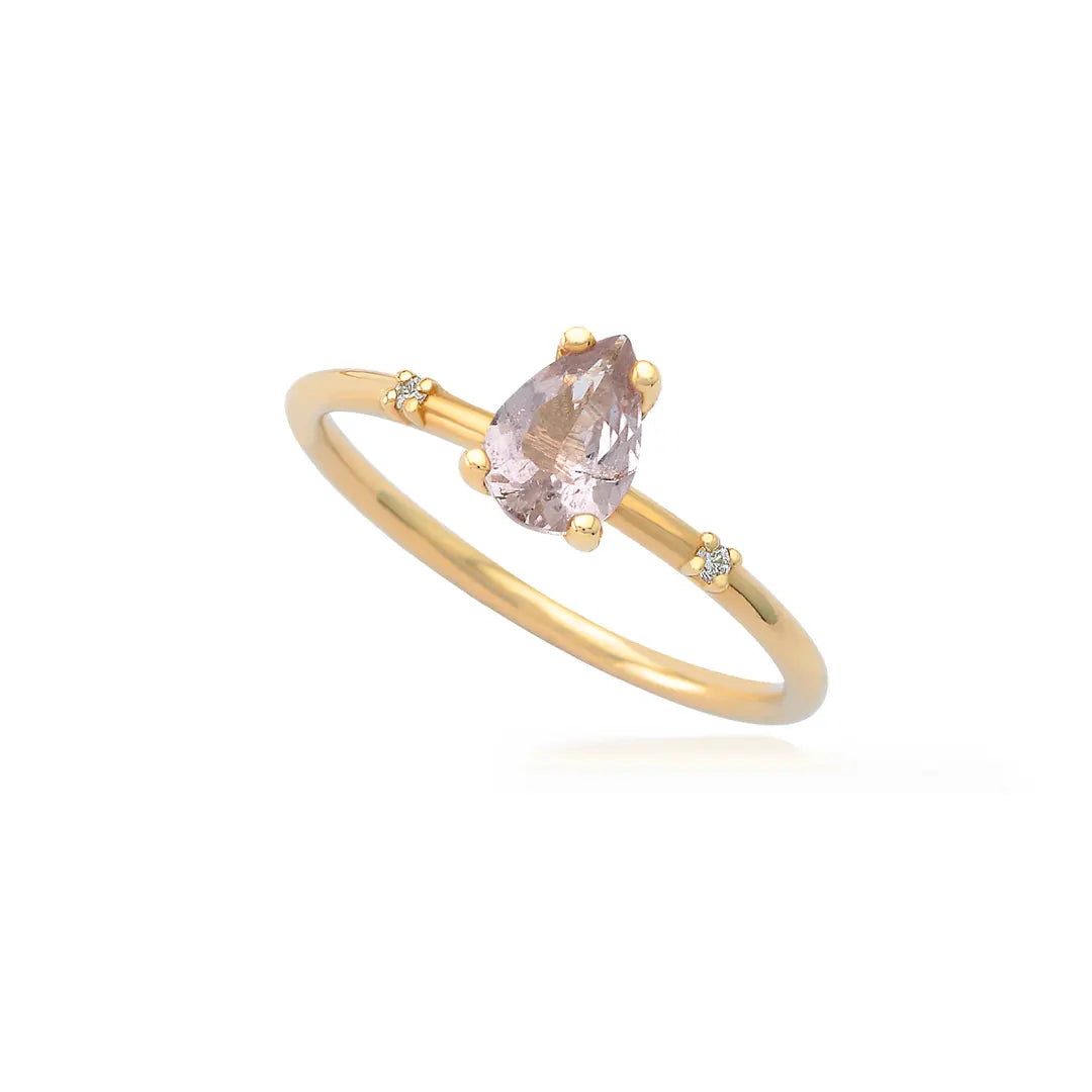 Pear Shaped Light Pink Tourmaline Ring with Diamonds
