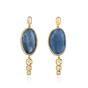 14K Gold Kyanite Long Earrings with Bubble Diamonds