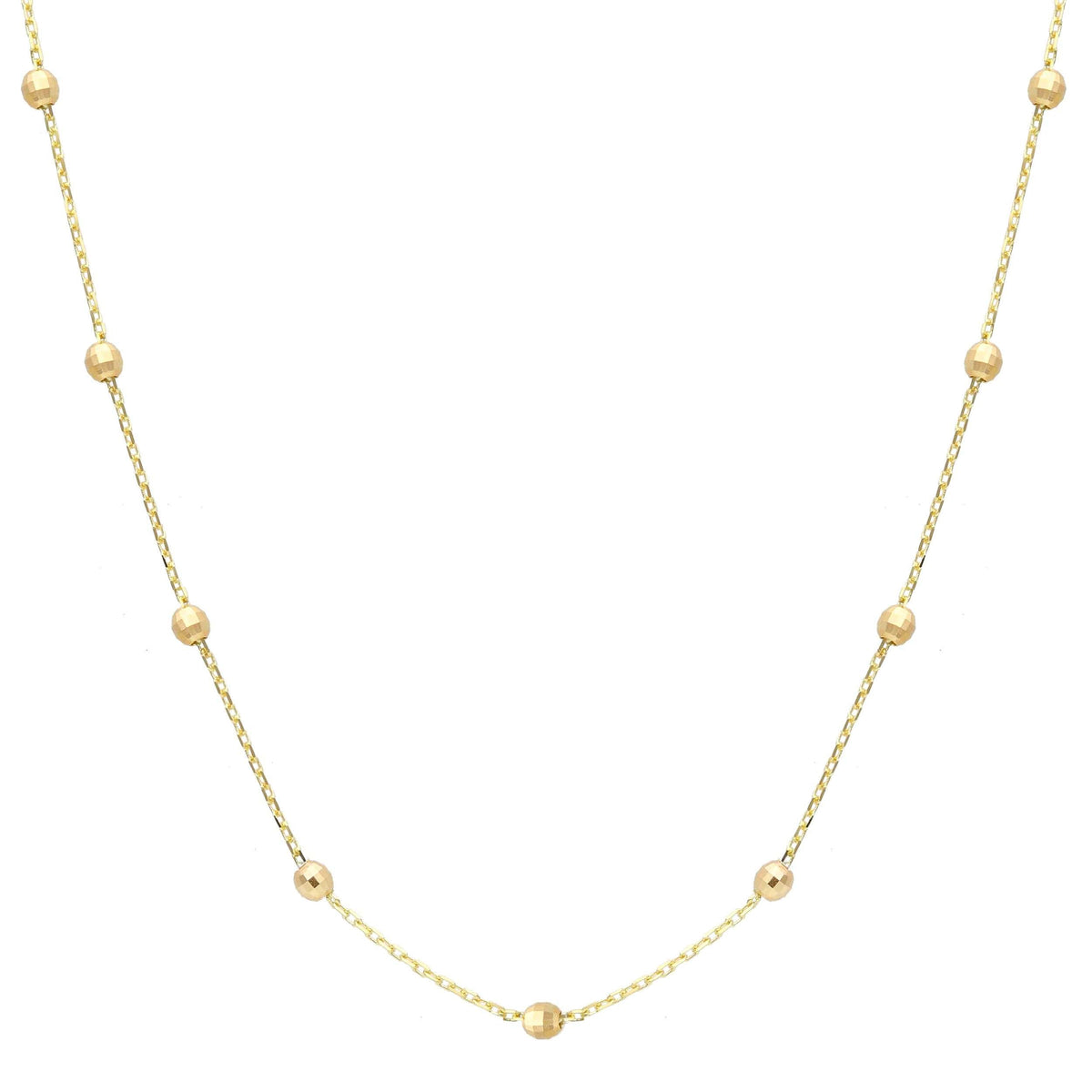 14K Gold Faceted Beaded Chain Necklace