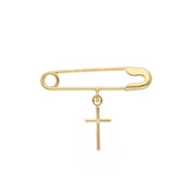 14K Gold Cross Safety Pin