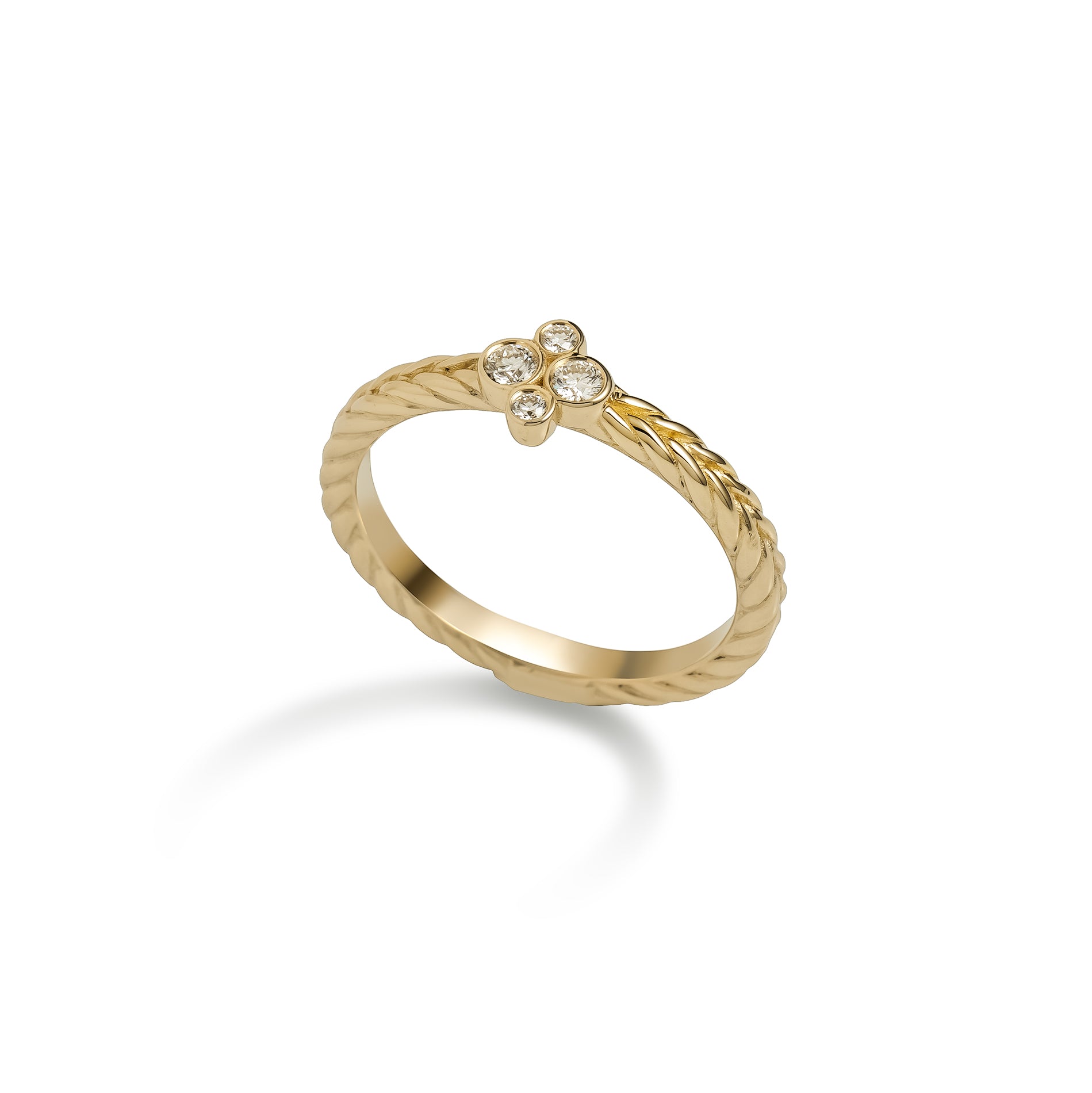Herringbone Flower Diamond Ring