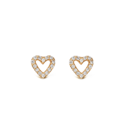14K Gold Heart-Shaped Diamond Stud Earrings