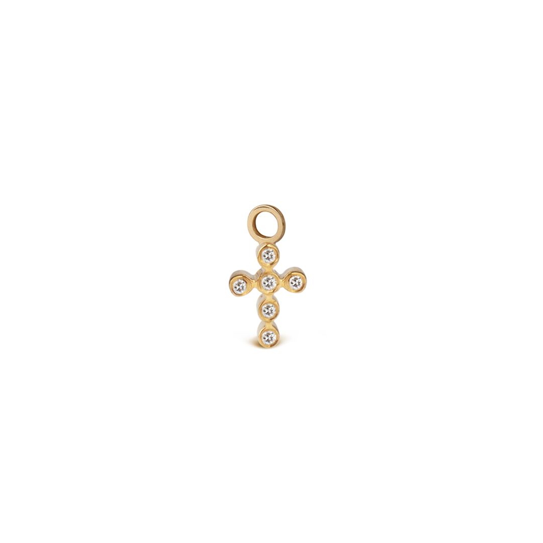14K Gold Cross-Shaped Diamond Motif