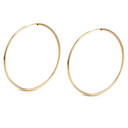 14K Gold thin round hoops