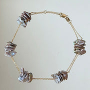 Anklet Chain With Grey Pearls