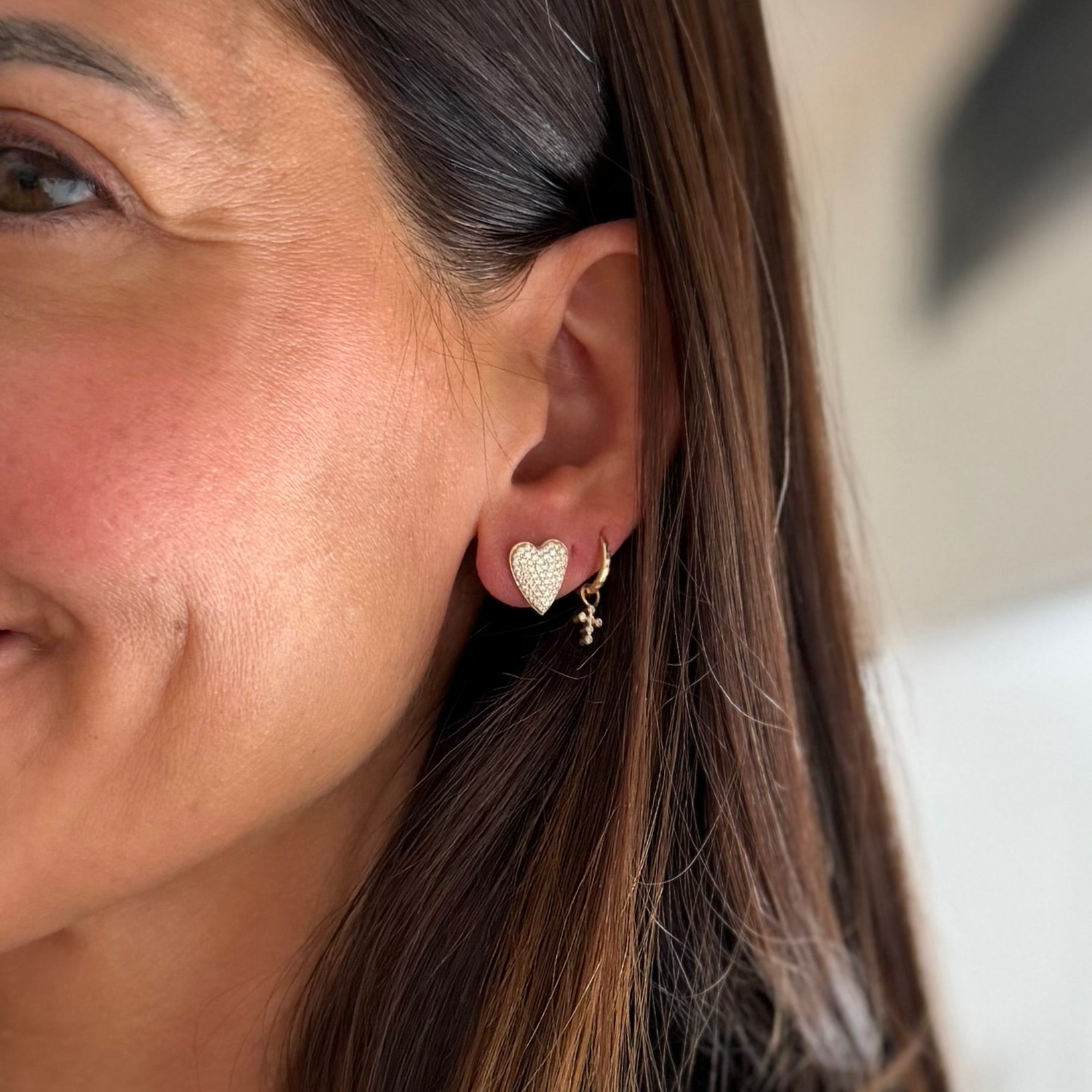 Pave Heart Earrings