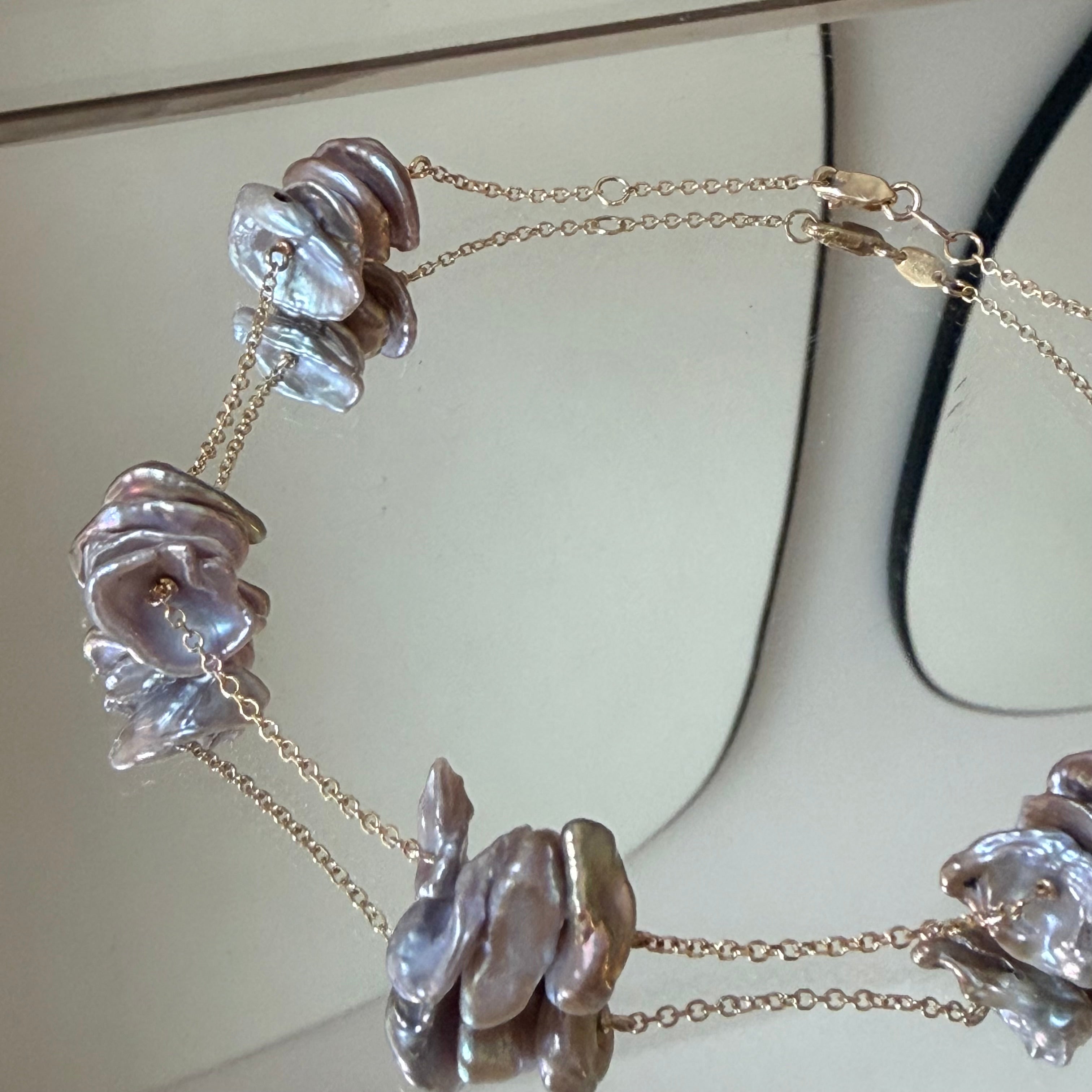 Anklet Chain With Grey Pearls