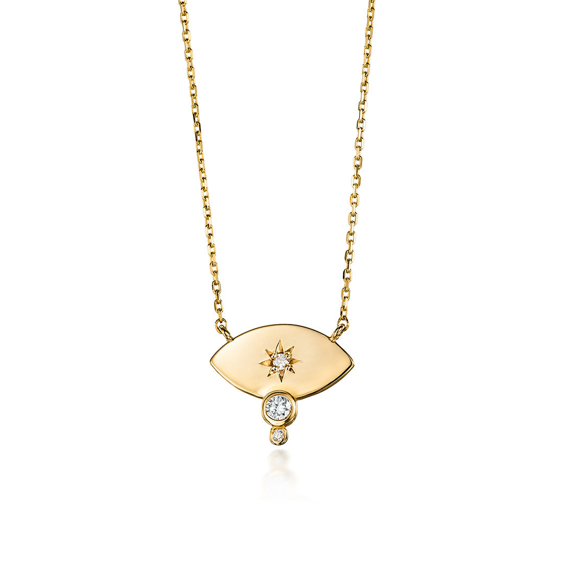 14K Gold Small Navette Diamond Star Necklace