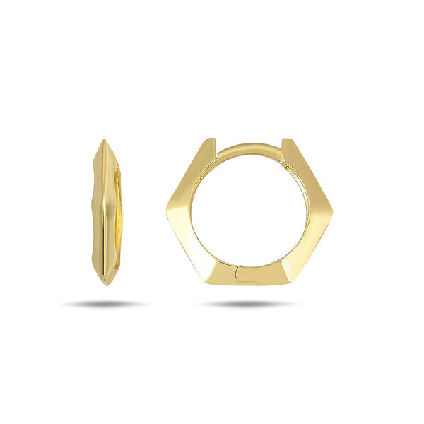9K Gold Hexagon Hoops