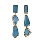 Triple Cycladic Blue Earrings with Diamonds