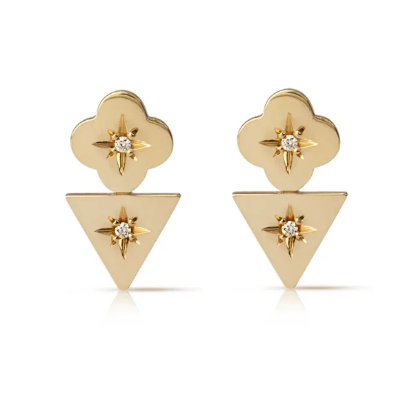 triangle and flower Star Earrings