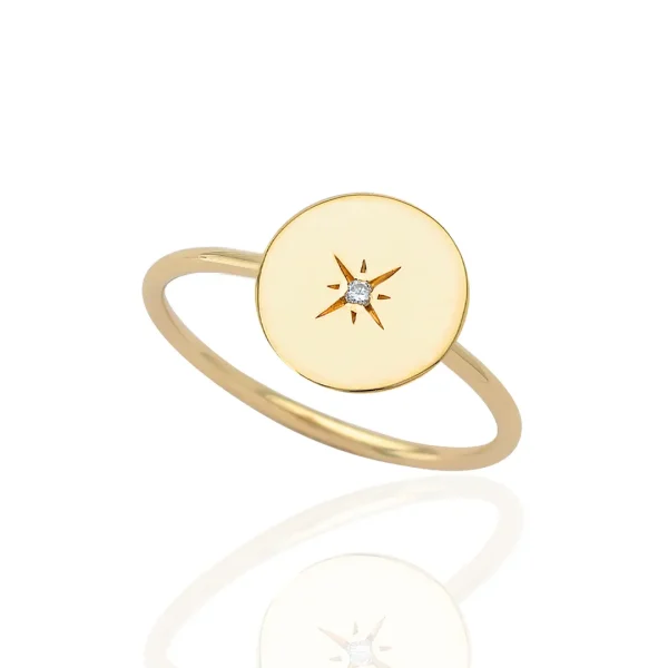 Tiny Circle Diamond Star Ring