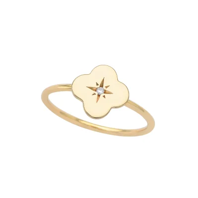 Tiny Flower Diamond Star Ring