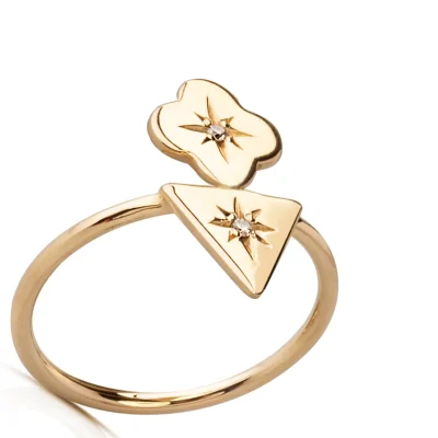Triangle and Flower Diamond Star Ring