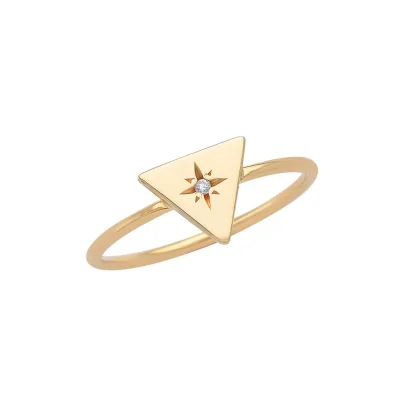 Tiny Triangle Diamond Star Ring