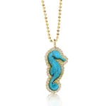 Turquise Sea Horse full Diamond Necklace