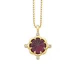 Pink Tourmaline Flower Necklace with Diamonds