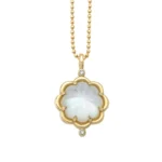 Mother of Pearl Flower Necklace with Diamonds