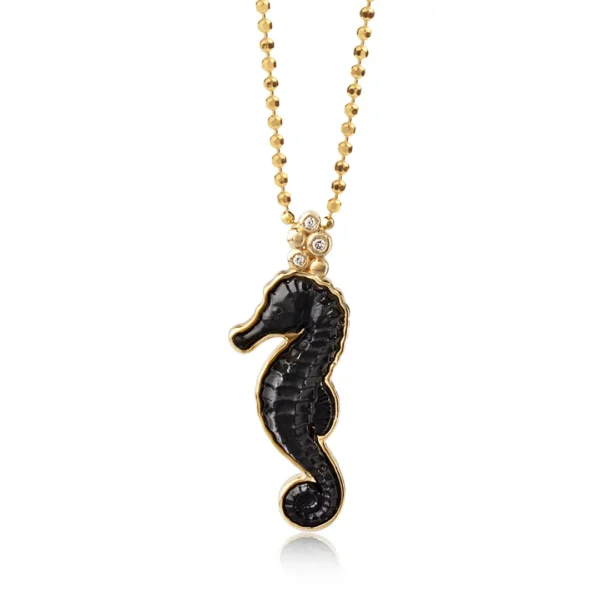 Onyx Sea Horse Necklace