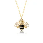 14k Gold Bee Necklace with Diamonds