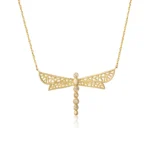 14K Gold Dragonfly Necklace with Diamonds
