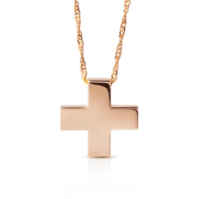 Thick Squared Gold Cross Pendant