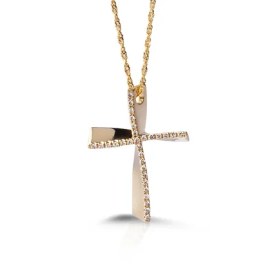 Twist Diamond Gold Cross
