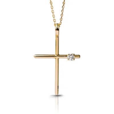 Very Thin Stylish Gold Cross with Diamond