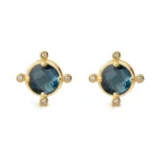 18K Gold London Blue Topaz and Diamond Earrings