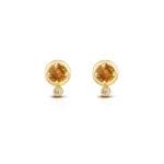 18K Gold Citrine and Diamond Earrings